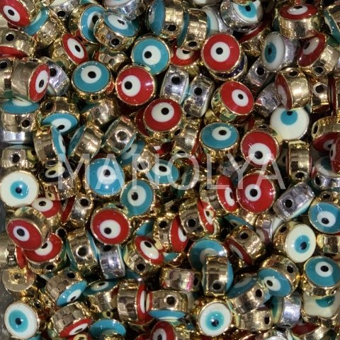 7mm. ORTA BOY RENKLİ YASSI DAİRE NAZAR BONCUĞU