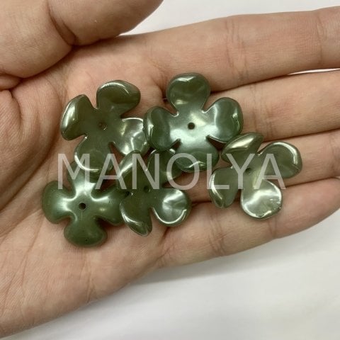 2,4cm. BÜYÜK YEŞİL PLASTİK ÇİÇEK 50gr.