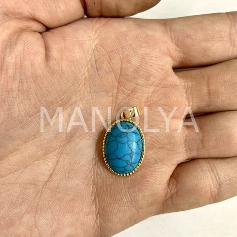 2,4cm. ELİPS TURKUAZ KOLYE UCU