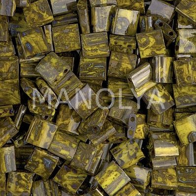 TL4519 Miyuki Tila Opaque Dark Yellow Picasso (Tam Tila 4519)