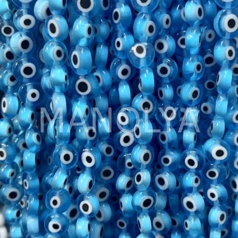 6mm. MAVİ YASSI NAZAR BONCUK