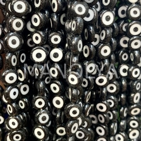 6mm. SİYAH YASSI NAZAR BONCUK