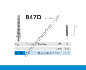 847D Elmas Frez - 5 Adet - Konik