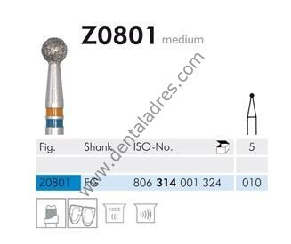 Z0801 Zirkon İçin Elmas Frez - 2 Adet