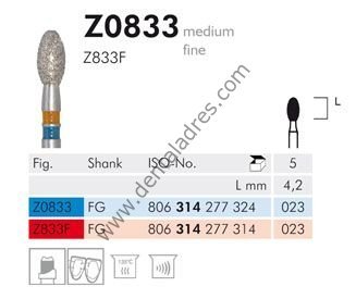 Z0833 Zirkon İçin Elmas Frez - 2 Adet