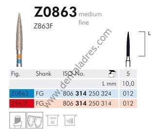Z0863 Zirkon İçin Elmas Frez - 2 Adet