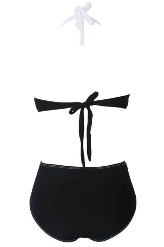 Kaplı Siyah Beyaz Tasarım Bikini Takım ABM9009