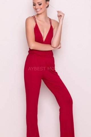 Kırmızı Askılı Eşofman Pijama ABM7066