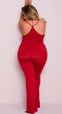 Kırmızı Büyük Beden Eşofman Pijama ABM7068