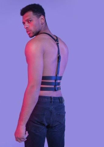 Seksi Erkek Dansçı Kostümü Deri Harness ABM8075