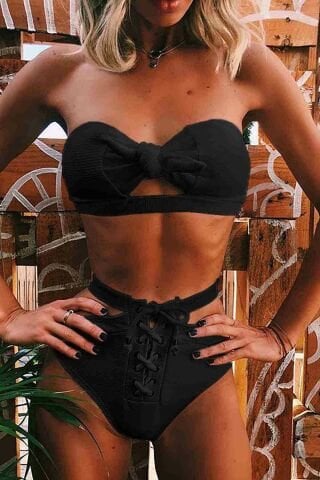 Özel Tasarım Bikini Üstü Siyah ABM9076