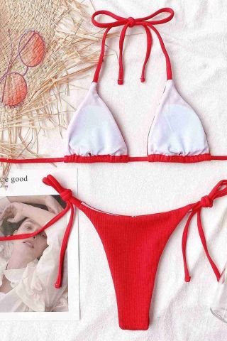 Bağlamalı Bikini Üstü Kırmızı ABM9081