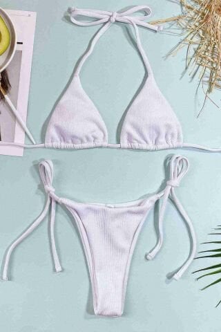 Bağlamalı Bikini Üstü Beyaz ABM9082