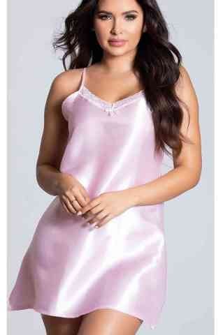 Kısa Saten Gecelik Pembe ABM8156
