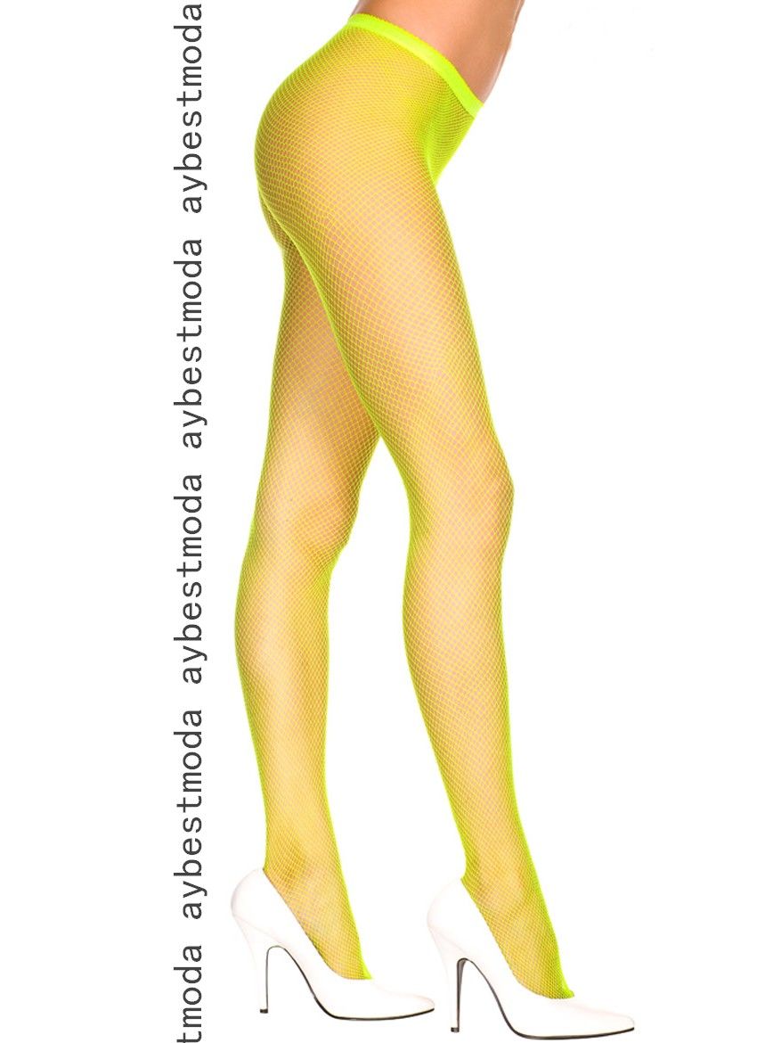 Fosforlu Sarı Fileli Külotlu Çorap ABM4161