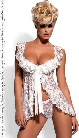 Beyaz Dantel İşlemeli Babydoll ABM3211