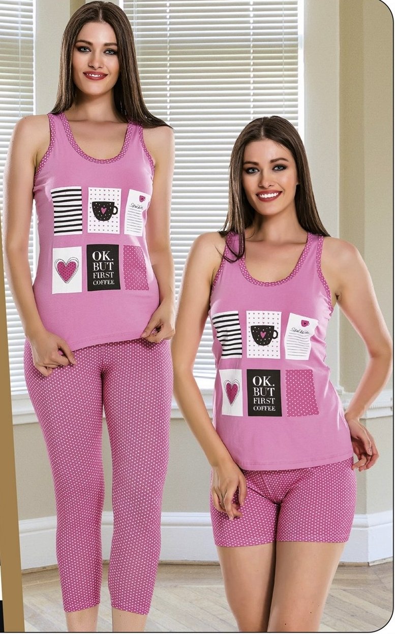Noktalı 3' lü Pijama Takım ABM6274
