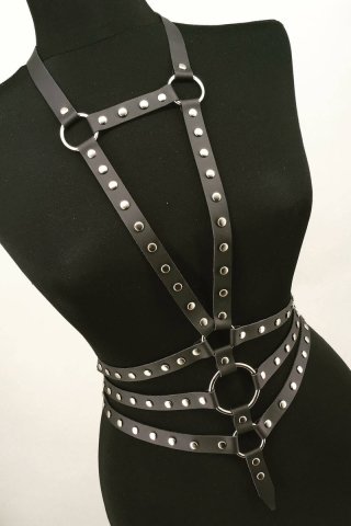 Zımbalı Şık Deri Harness Korse ABM8306