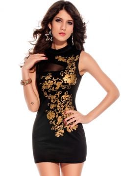 Tüllü Çiçekli Seksi Mini Elbise ABM4343
