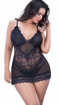 Seksi Büyük Beden Babydoll Gecelik ABM1345