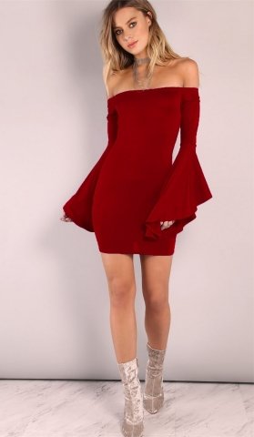 Açık Omuzlu Mini Elbise ABM7348