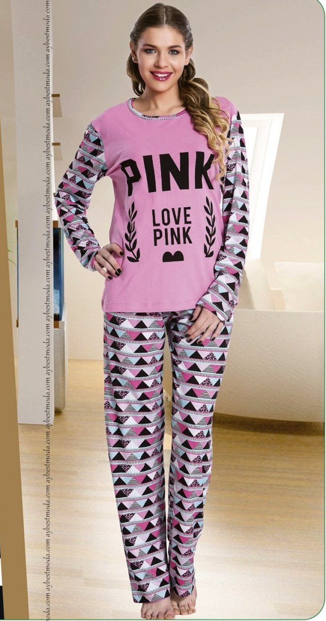 Pembe Uzun Pijama Takımı ABM6355