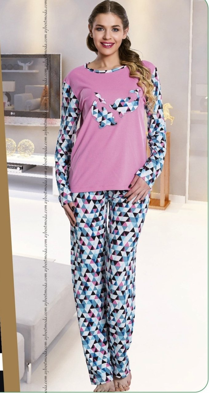 Balıklı Uzun Pijama Takımı ABM6356