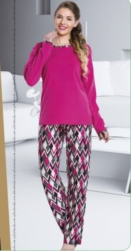 Geometrik Uzun Pijama Takımı ABM6358
