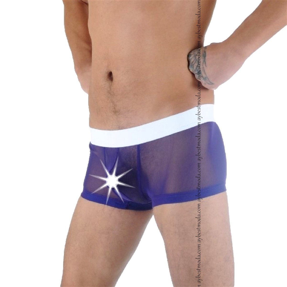 Transparan Mor Mini Erkek Boxer ABM5366 - Erkek Fantazi İç Giyim