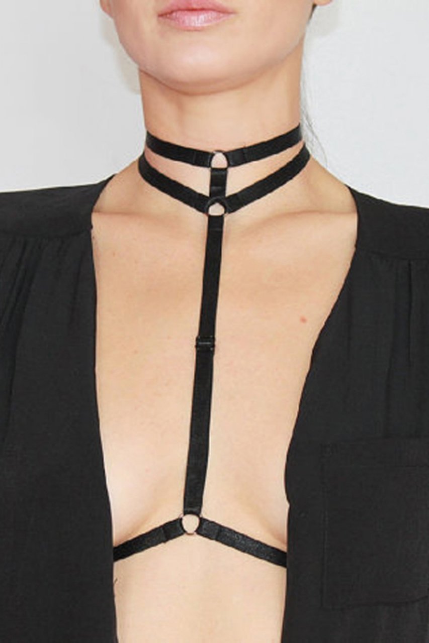 Boyunda Çift Sıralı Şık Lastik Harness ABM8390