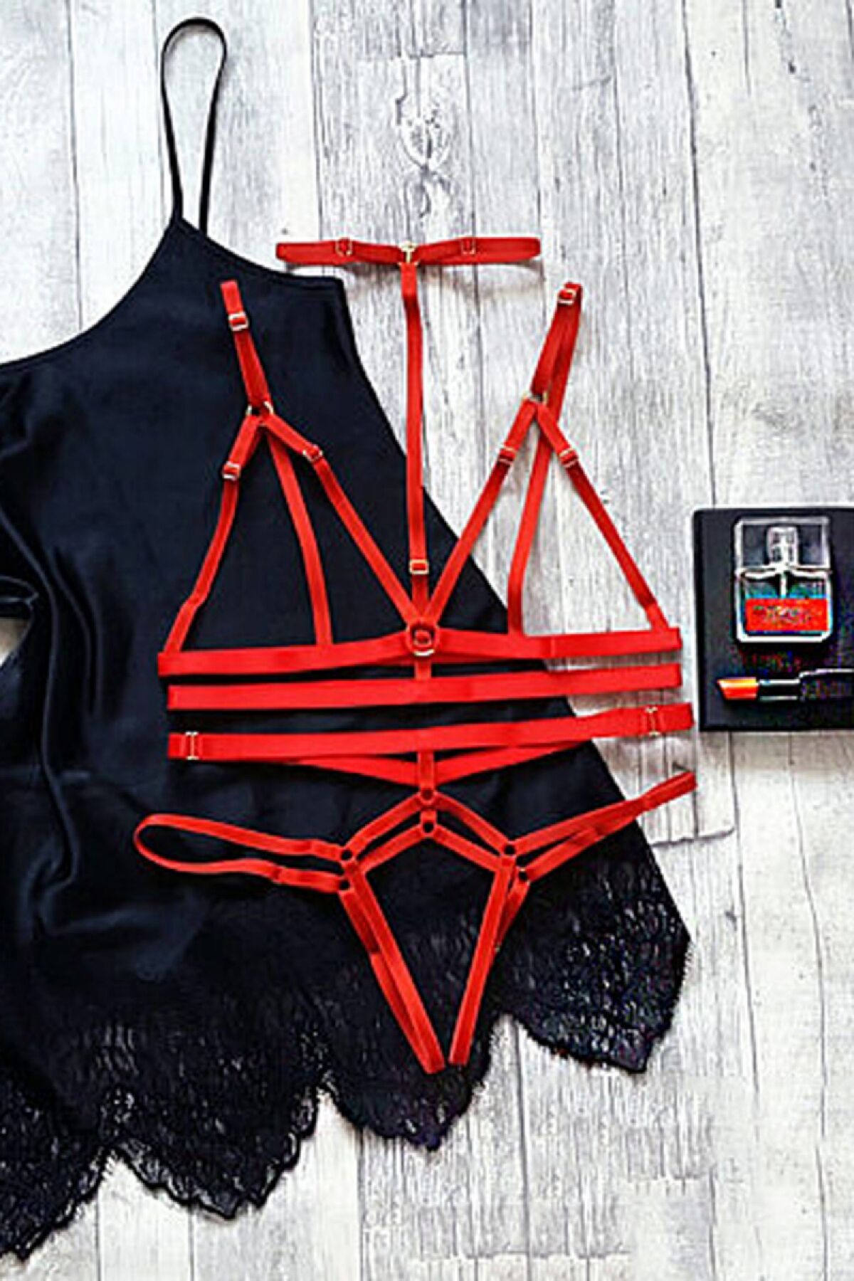 String Sütyen Lastik Harness Takım ABM9391