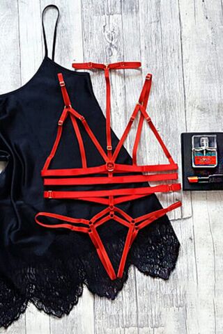String Sütyen Lastik Harness Takım ABM9391