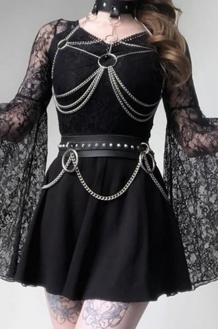 Deri ve Zincirli Şık Harness Takım ABM8426