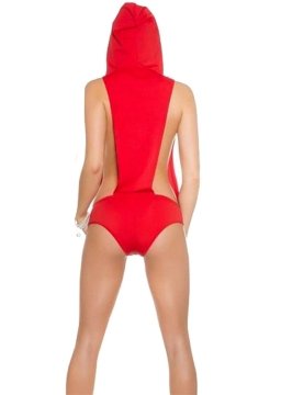 Kırmızı Kapşonlu Şort Body Tulum ABM5443