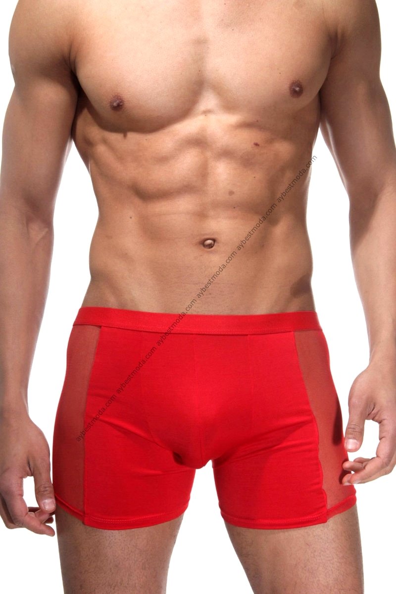 Kırmızı Transparan Erkek Boxer ABM1445