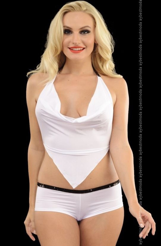 Seksi Büstiyer Mini Şort Gece Kıyafeti ABM4461