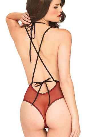Kırmızı Dantelli Fantezi Body ABM7492