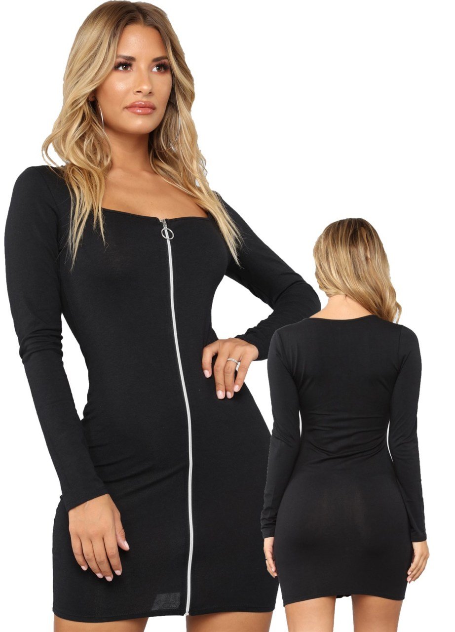 Fermuarlı Mini Elbise ABM7531
