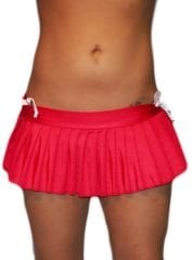 Kırmızı Pliseli Mini Etek - Red Mini Skirt 65661