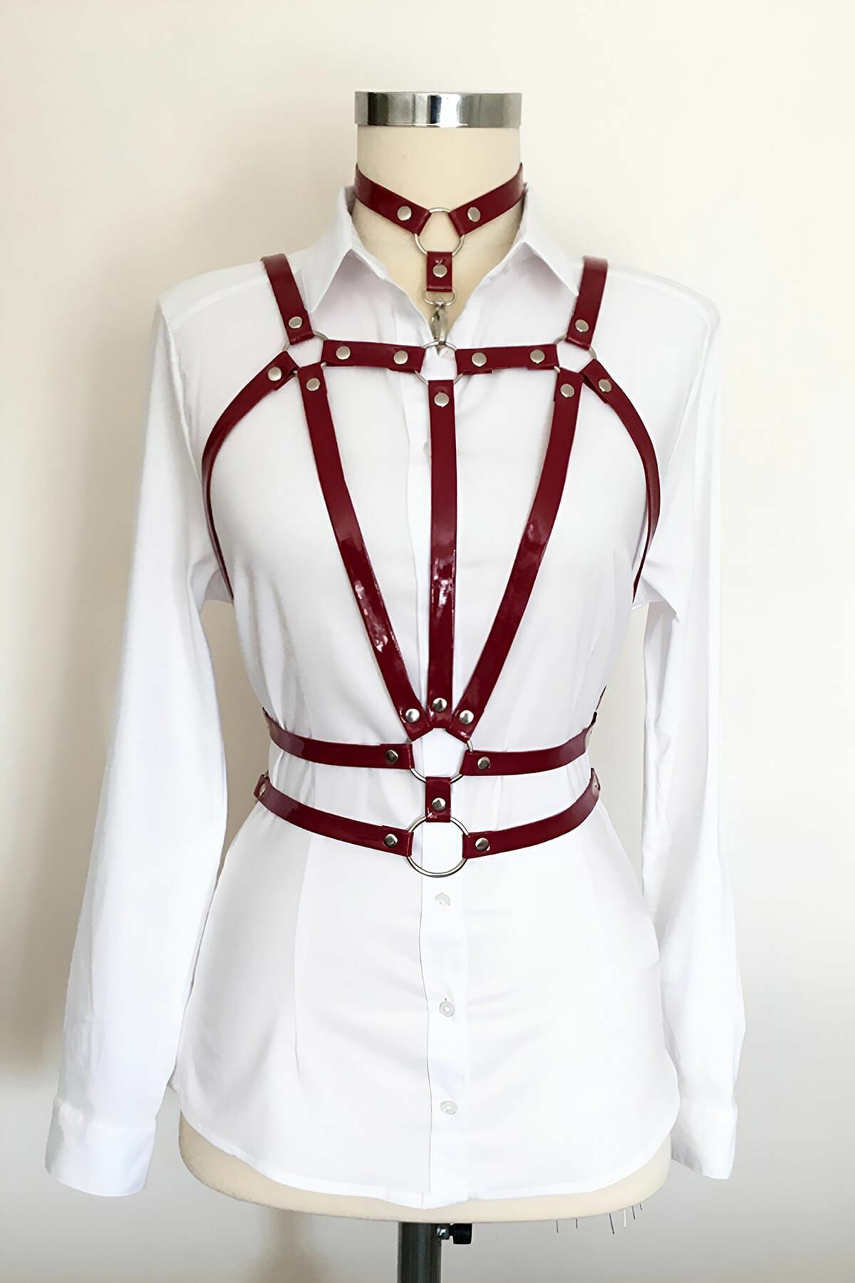 Çift Sıralı Üçgen Deri Harness ABM9599