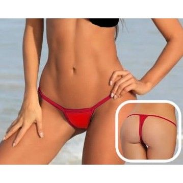 Kırmızı Petek Transparan Tanga AMB949
