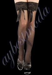 Seksi Taşlı Süslü Jartiyer Çorabı
