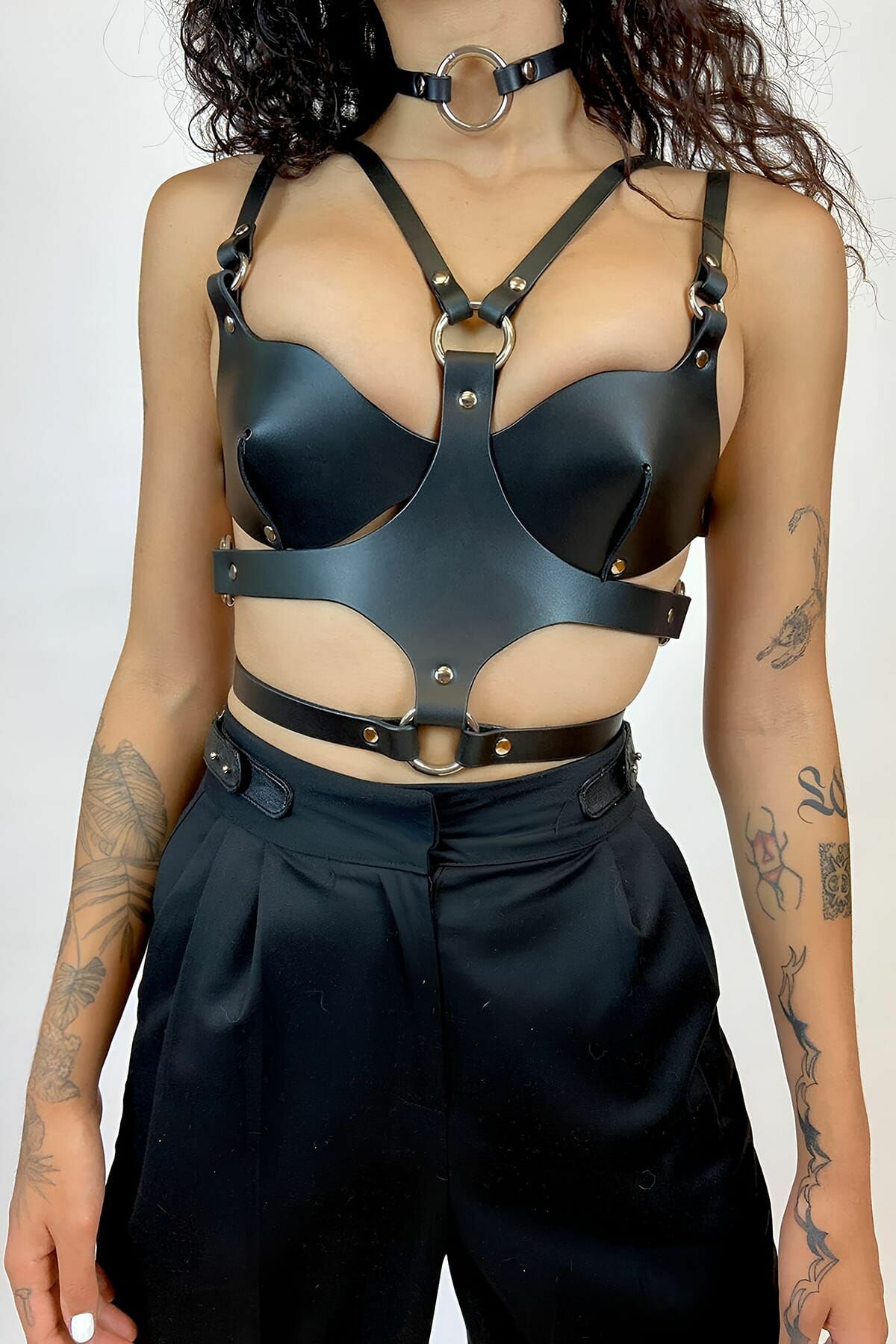 Deri Sütyen, Choker ve Göğüs Kemeri Harness ABM9668