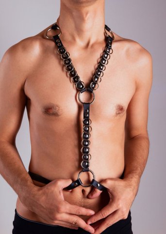 Sıralı Halkalı Seksi Erkek Deri Giyim ABM7681