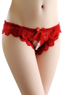 Dantel Etekli İnci Taşlı Seksi Tanga ABM5705
