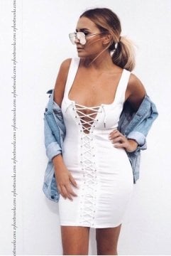 Çapraz Bağcıklı Seksi Mini Elbise ABM5738