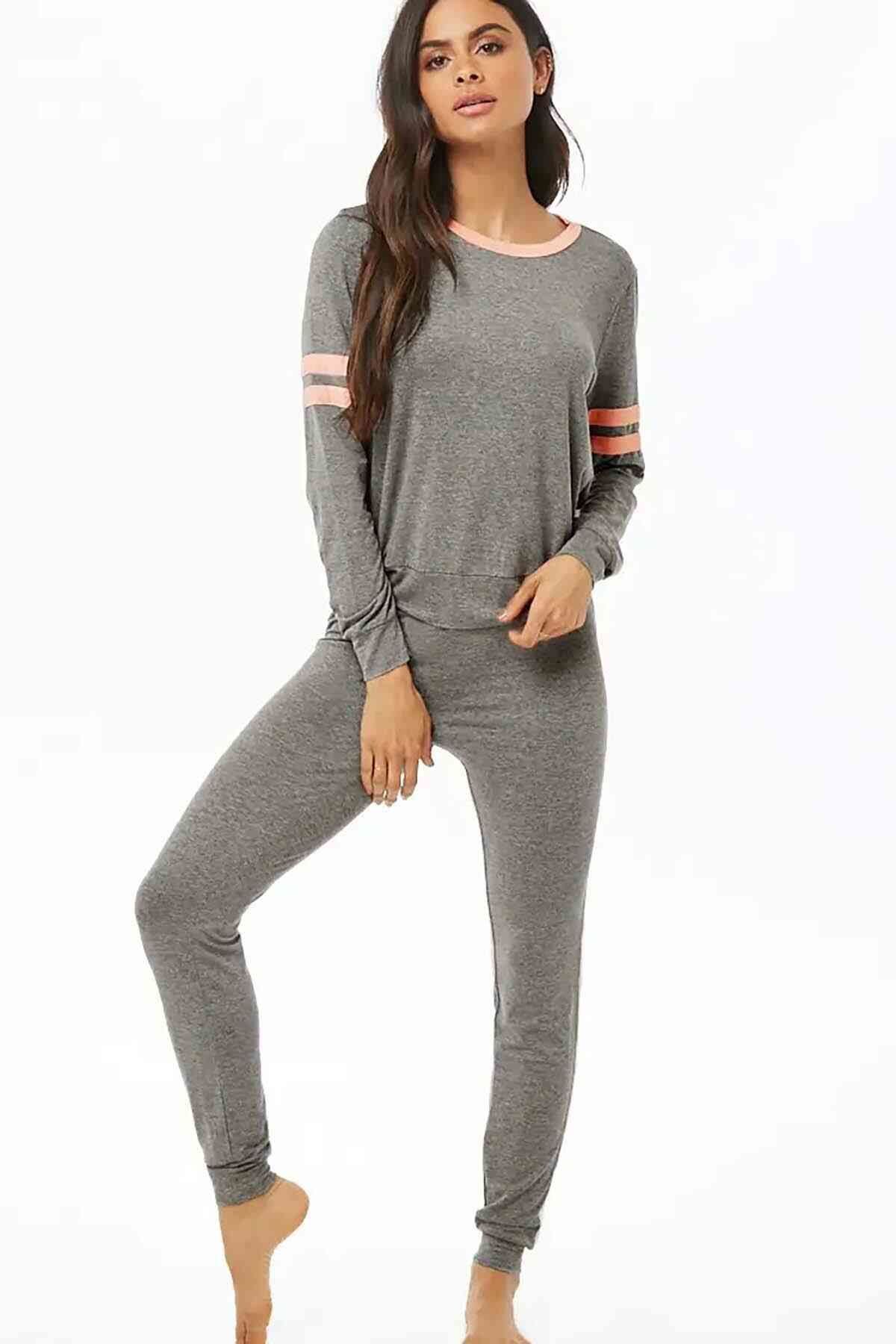 Penye Eşofman Pijama Takım Gri ABM8775
