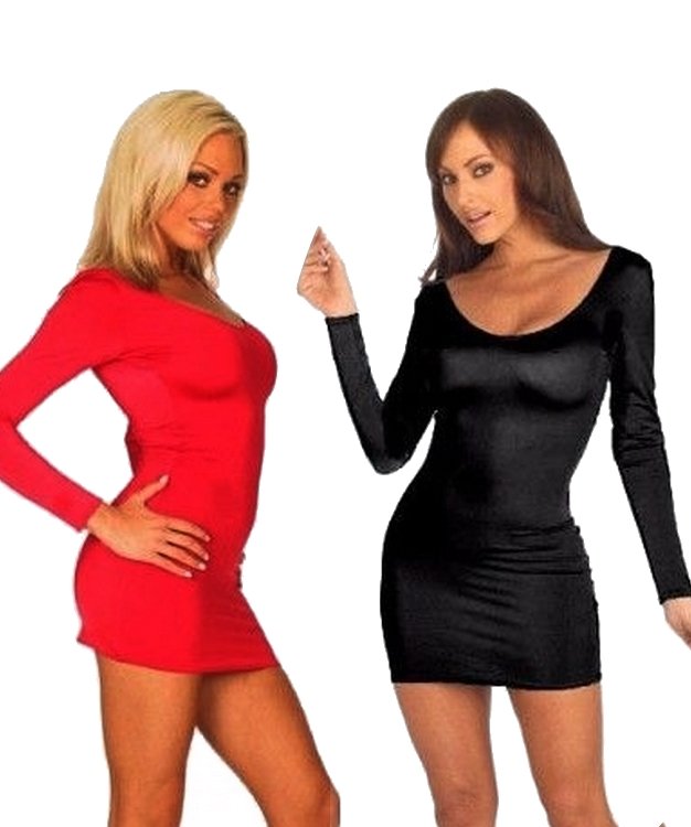 Seksi Vücuda Yapışan Uzun Kollu Mini Elbise ABM2823
