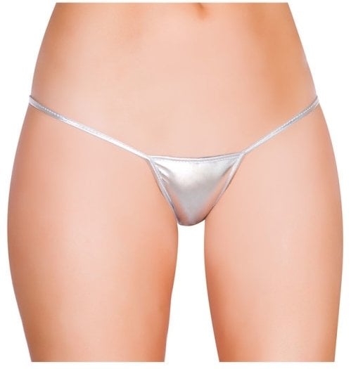 Silver Parlak Deri Tanga ABM5862