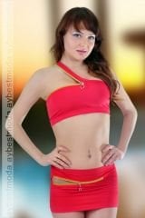 Renkli Fermuarlı Mini Etek Büstiyer Takım ABM2879